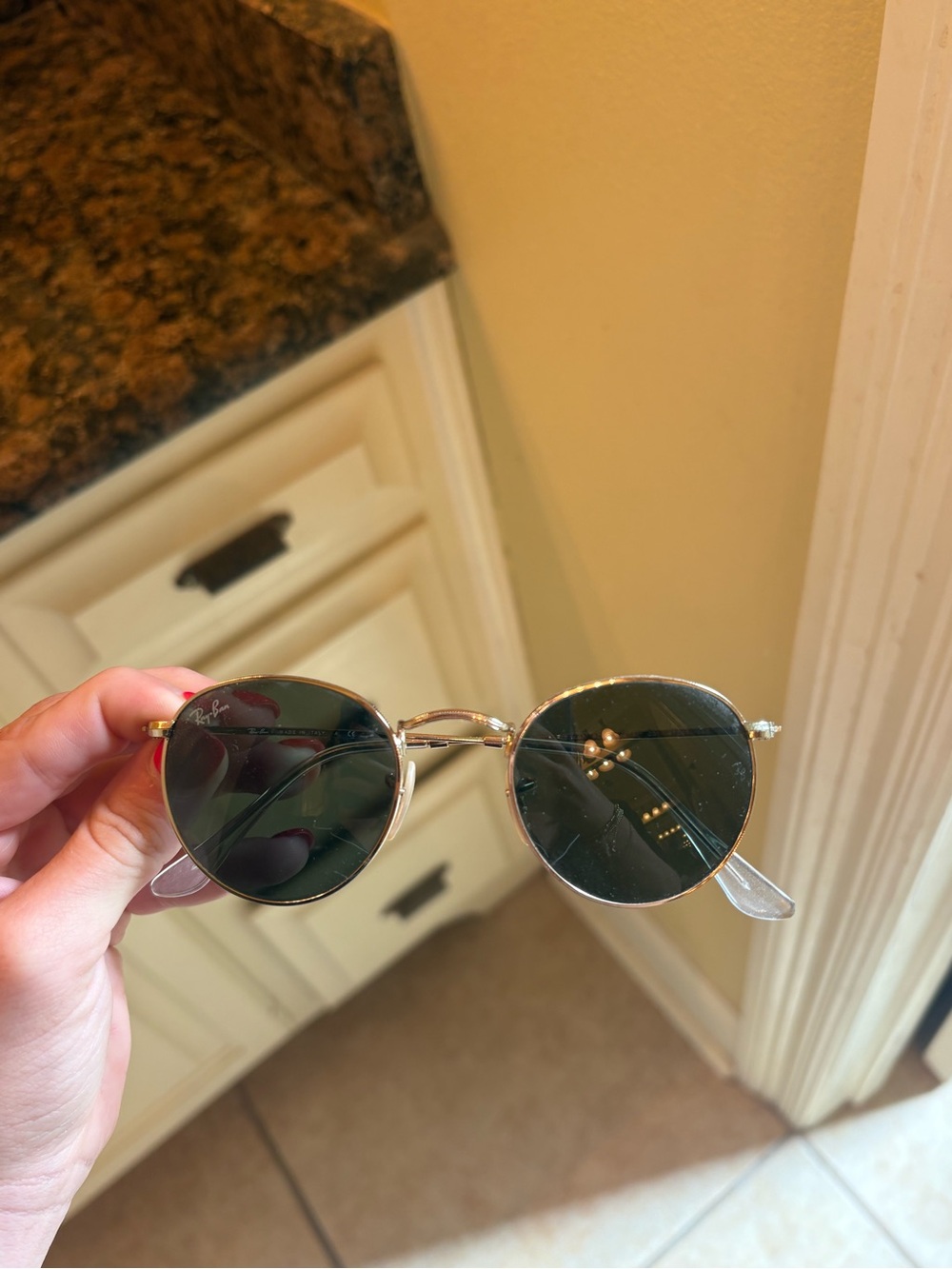 Ray-Ban Gold Frame Sunglasses with Green Lenses